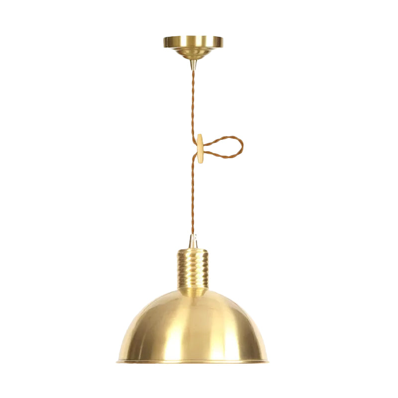 Dome Metal Drop Pendant Farmhouse 1 Light Living Room Hanging Ceiling Light in Gold Clearhalo 'Art Deco Pendants' 'Cast Iron' 'Ceiling Lights' 'Ceramic' 'Crystal' 'Industrial Pendants' 'Industrial' 'Metal' 'Middle Century Pendants' 'Pendant Lights' 'Pendants' 'Tiffany' Lighting' 809371