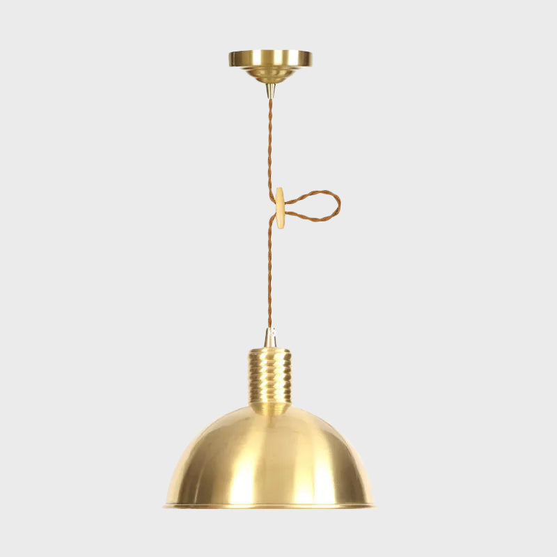 Dome Metal Drop Pendant Farmhouse 1 Light Living Room Hanging Ceiling Light in Gold Clearhalo 'Art Deco Pendants' 'Cast Iron' 'Ceiling Lights' 'Ceramic' 'Crystal' 'Industrial Pendants' 'Industrial' 'Metal' 'Middle Century Pendants' 'Pendant Lights' 'Pendants' 'Tiffany' Lighting' 809372