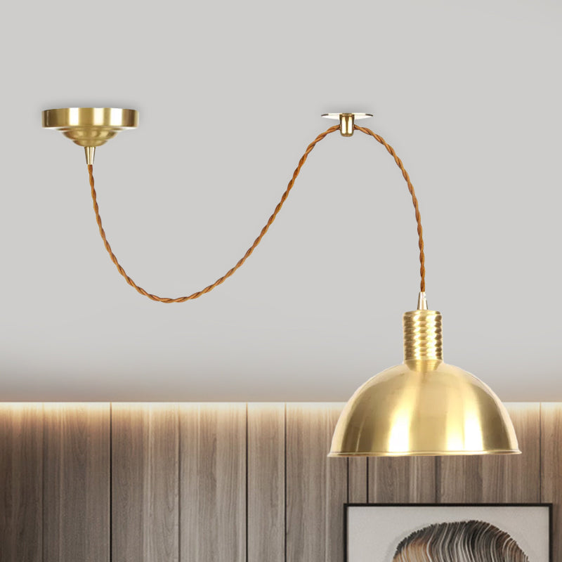 Dome Metal Drop Pendant Farmhouse 1 Light Living Room Hanging Ceiling Light in Gold Clearhalo 'Art Deco Pendants' 'Cast Iron' 'Ceiling Lights' 'Ceramic' 'Crystal' 'Industrial Pendants' 'Industrial' 'Metal' 'Middle Century Pendants' 'Pendant Lights' 'Pendants' 'Tiffany' Lighting' 809375