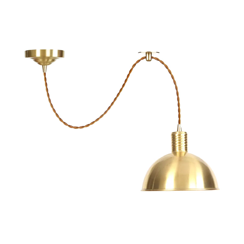 Dome Metal Drop Pendant Farmhouse 1 Light Living Room Hanging Ceiling Light in Gold Clearhalo 'Art Deco Pendants' 'Cast Iron' 'Ceiling Lights' 'Ceramic' 'Crystal' 'Industrial Pendants' 'Industrial' 'Metal' 'Middle Century Pendants' 'Pendant Lights' 'Pendants' 'Tiffany' Lighting' 809376