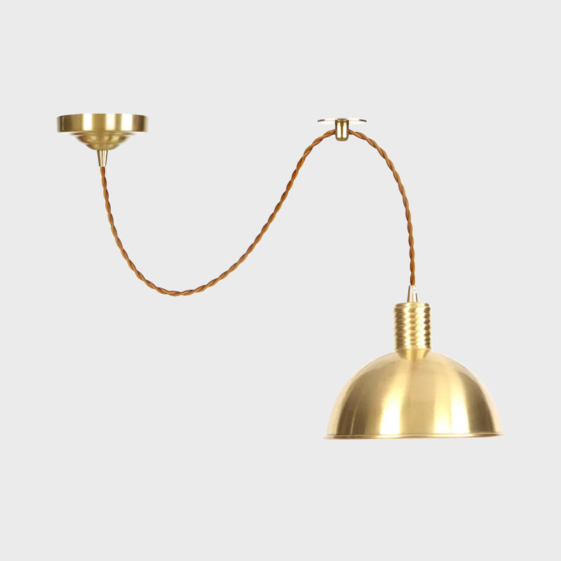 Dome Metal Drop Pendant Farmhouse 1 Light Living Room Hanging Ceiling Light in Gold Clearhalo 'Art Deco Pendants' 'Cast Iron' 'Ceiling Lights' 'Ceramic' 'Crystal' 'Industrial Pendants' 'Industrial' 'Metal' 'Middle Century Pendants' 'Pendant Lights' 'Pendants' 'Tiffany' Lighting' 809377