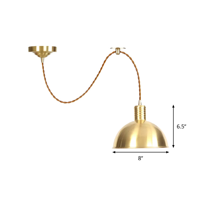 Dome Metal Drop Pendant Farmhouse 1 Light Living Room Hanging Ceiling Light in Gold Clearhalo 'Art Deco Pendants' 'Cast Iron' 'Ceiling Lights' 'Ceramic' 'Crystal' 'Industrial Pendants' 'Industrial' 'Metal' 'Middle Century Pendants' 'Pendant Lights' 'Pendants' 'Tiffany' Lighting' 809378