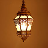 Brass 2 Lights Hanging Ceiling Light Arab Style Metal Lantern Chandelier Lighting for Coffee Shop Clearhalo 'Ceiling Lights' 'Chandeliers' Lighting' options 809427
