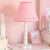 Kids Cone Table Lamp Fabric 1 Light Bedroom Night Light with Cutout Design and Wood Base in Pink/Pink and White/Pink and Green Pink-White Clearhalo 'Lamps' 'Table Lamps' Lighting' 809578