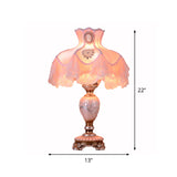 Korean Flower Vase Table Light Resin 1 Bulb Living Room Nightstand Lamp in Pink with Lace Trim Clearhalo 'Lamps' 'Table Lamps' Lighting' 809713