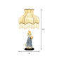 Single Bedroom Night Lighting Countryside White Table Lamp with Fabric Shade and Ceramic Girl Decor Clearhalo 'Lamps' 'Table Lamps' Lighting' 809789