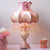 Beaded Nightstand Light Pastoral Fabric 1 Bulb Bedroom Table Lamp in Pink with Urn Resin Base Pink Clearhalo 'Lamps' 'Table Lamps' Lighting' 809810