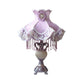 French Lace Trim Night Lamp Fabric 1-Bulb Bedroom Table Light in Purple with Resin Vase Base Clearhalo 'Lamps' 'Table Lamps' Lighting' 809819