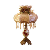 Coffee Vase Nightstand Light Luxury 1 Head Resin Table Lamp with Fabric Shade and Crystal Drop Clearhalo 'Lamps' 'Table Lamps' Lighting' 809835
