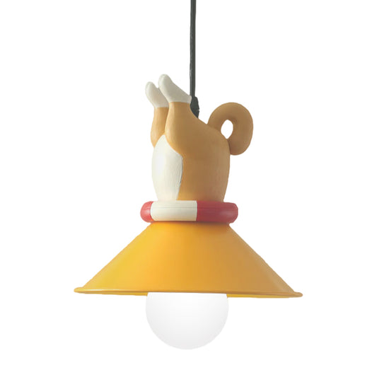 Yellow Animals Hanging Lamp Kit Cartoon Single Bulb Resin Pendant Lighting with Conic Shade Clearhalo 'Ceiling Lights' 'Pendant Lights' 'Pendants' Lighting' 809870
