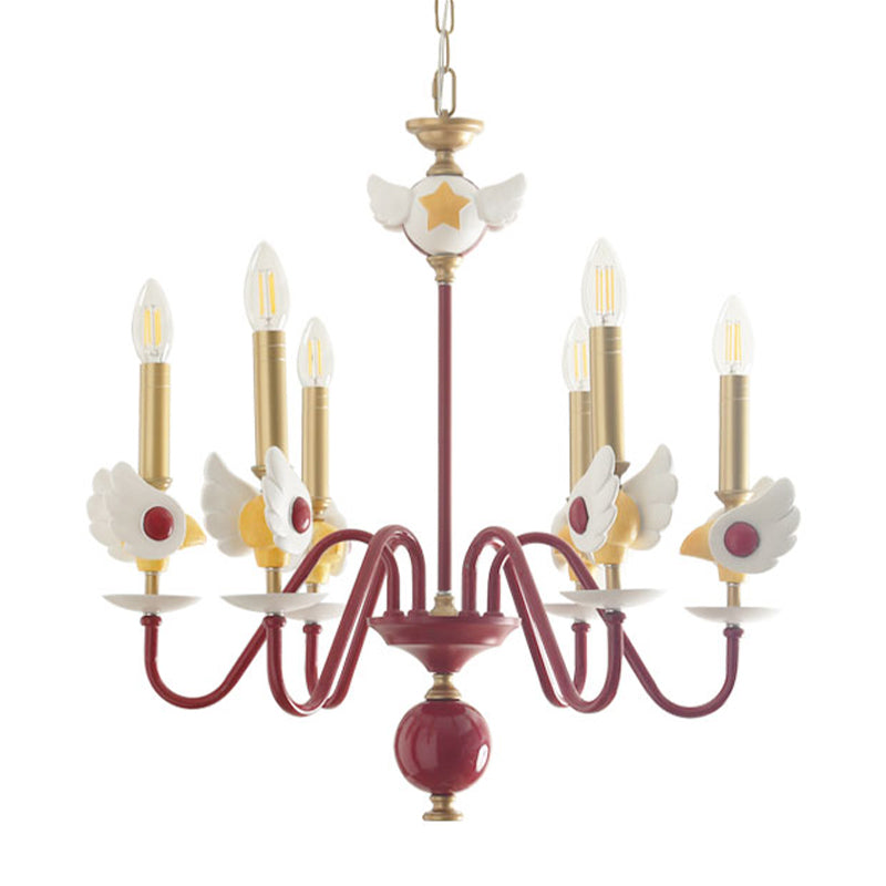 Gold Candelabra Chandelier Light Kids 6 Lights Metal Hanging Ceiling Light for Bedroom Clearhalo 'Ceiling Lights' 'Chandeliers' Lighting' options 809994