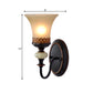 Black Bell Up Wall Mounted Light Vintage Tan Glass 1 Bulb Living Room Wall Lamp Fixture Clearhalo 'Wall Lamps & Sconces' 'Wall Lights' Lighting' 810094