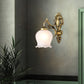 Antiqued Flower Wall Mount Lighting 1/2-Head Opal Glass Wall Lamp Fixture in Bronze for Bedroom Clearhalo 'Wall Lamps & Sconces' 'Wall Lights' Lighting' 810113