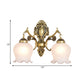 Antiqued Flower Wall Mount Lighting 1/2-Head Opal Glass Wall Lamp Fixture in Bronze for Bedroom Clearhalo 'Wall Lamps & Sconces' 'Wall Lights' Lighting' 810120