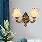 Frosted Glass Urn Shaped Wall Lamp Vintage Style 1/2-Bulb Living Room Wall Mount Lighting in Brass Clearhalo 'Wall Lamps & Sconces' 'Wall Lights' Lighting' 810126