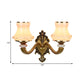 Frosted Glass Urn Shaped Wall Lamp Vintage Style 1/2-Bulb Living Room Wall Mount Lighting in Brass Clearhalo 'Wall Lamps & Sconces' 'Wall Lights' Lighting' 810129
