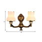 Frosted Glass Urn Shaped Wall Lamp Vintage Style 1/2-Bulb Living Room Wall Mount Lighting in Brass Clearhalo 'Wall Lamps & Sconces' 'Wall Lights' Lighting' 810139