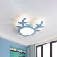 Antler Iron Flush Mount Lamp Macaroon Pink/Blue LED Ceiling Mounted Light for Children Bedroom Clearhalo 'Ceiling Lights' 'Close To Ceiling Lights' 'Close to ceiling' 'Flush mount' Lighting' 810198