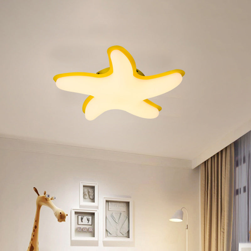 Starfish Semi Flush Ceiling Light Kids Plastic LED Nursery Flushmount Lighting in Grey/Pink/Yellow Finish Clearhalo 'Ceiling Lights' 'Close To Ceiling Lights' 'Close to ceiling' 'Semi-flushmount' Lighting' 810388