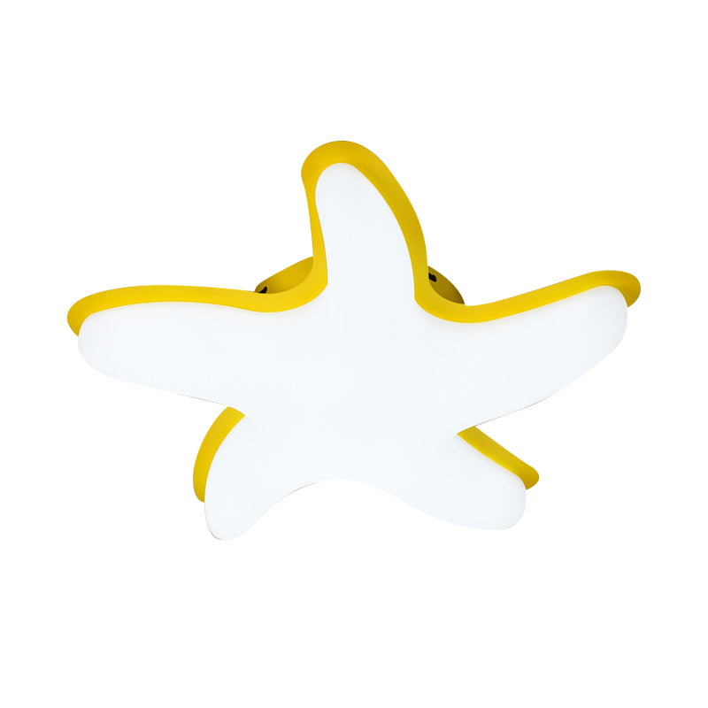 Starfish Semi Flush Ceiling Light Kids Plastic LED Nursery Flushmount Lighting in Grey/Pink/Yellow Finish Clearhalo 'Ceiling Lights' 'Close To Ceiling Lights' 'Close to ceiling' 'Semi-flushmount' Lighting' 810389