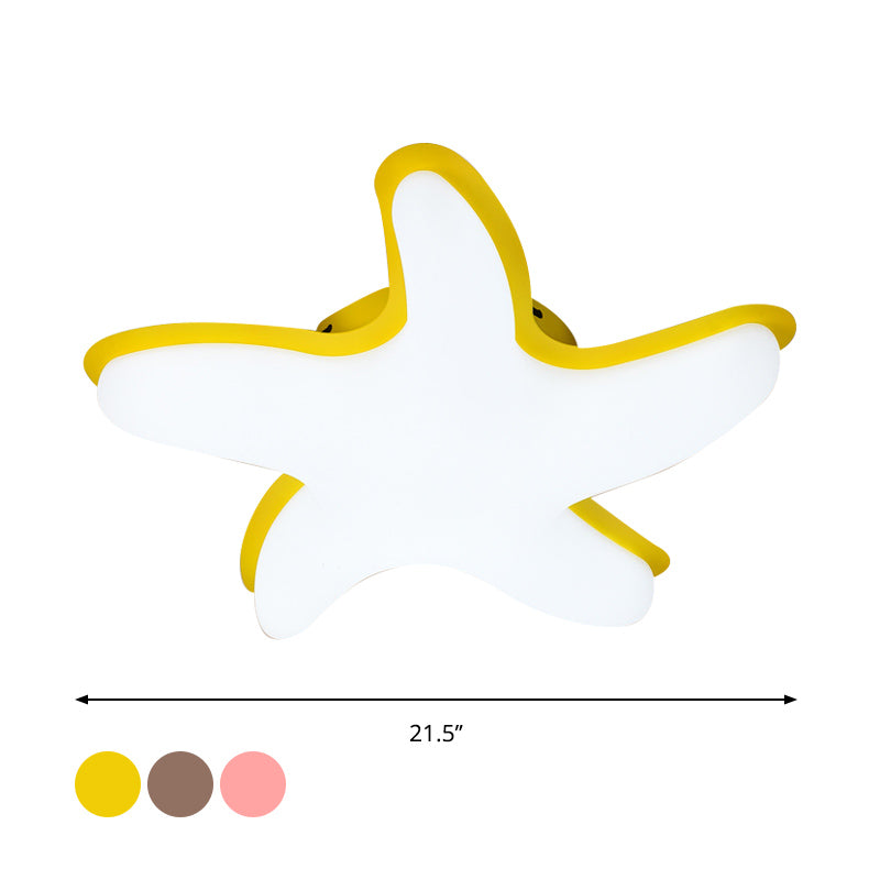 Starfish Semi Flush Ceiling Light Kids Plastic LED Nursery Flushmount Lighting in Grey/Pink/Yellow Finish Clearhalo 'Ceiling Lights' 'Close To Ceiling Lights' 'Close to ceiling' 'Semi-flushmount' Lighting' 810390