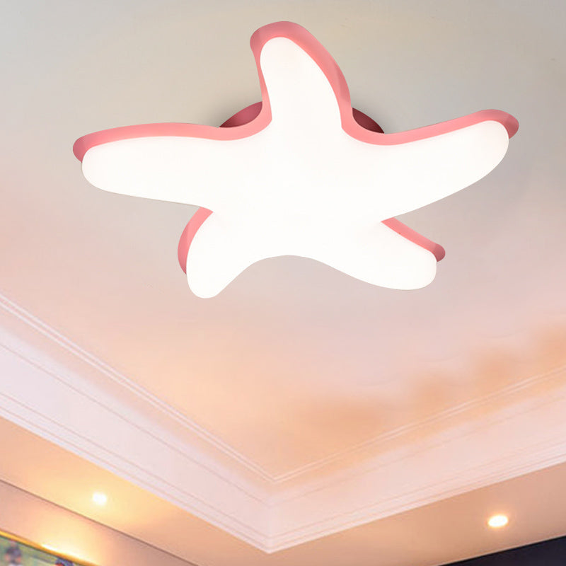 Starfish Semi Flush Ceiling Light Kids Plastic LED Nursery Flushmount Lighting in Grey/Pink/Yellow Finish Clearhalo 'Ceiling Lights' 'Close To Ceiling Lights' 'Close to ceiling' 'Semi-flushmount' Lighting' 810392