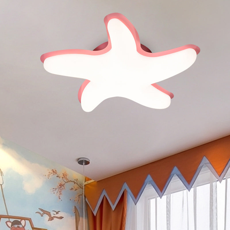 Starfish Semi Flush Ceiling Light Kids Plastic LED Nursery Flushmount Lighting in Grey/Pink/Yellow Finish Clearhalo 'Ceiling Lights' 'Close To Ceiling Lights' 'Close to ceiling' 'Semi-flushmount' Lighting' 810393
