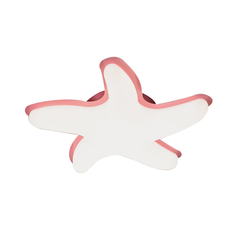 Starfish Semi Flush Ceiling Light Kids Plastic LED Nursery Flushmount Lighting in Grey/Pink/Yellow Finish Clearhalo 'Ceiling Lights' 'Close To Ceiling Lights' 'Close to ceiling' 'Semi-flushmount' Lighting' 810394