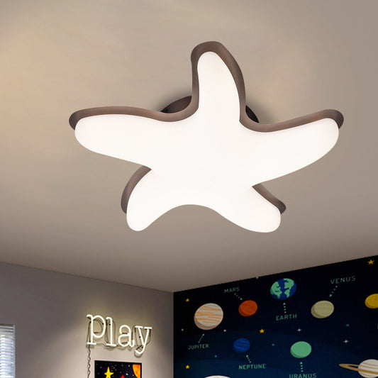 Starfish Semi Flush Ceiling Light Kids Plastic LED Nursery Flushmount Lighting in Grey/Pink/Yellow Finish Clearhalo 'Ceiling Lights' 'Close To Ceiling Lights' 'Close to ceiling' 'Semi-flushmount' Lighting' 810396