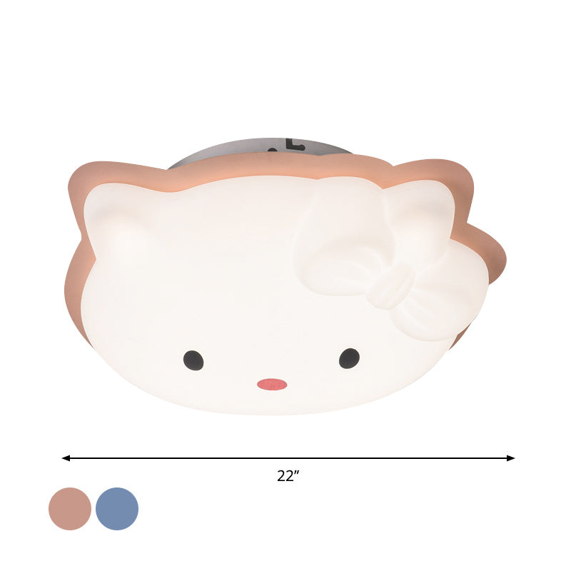 Cartoon Cat Flushmount Lighting Plastic Children Bedroom LED Flush Mount Light Fixture in Pink/Blue Clearhalo 'Ceiling Lights' 'Close To Ceiling Lights' 'Close to ceiling' 'Flush mount' Lighting' 810402