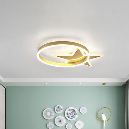 Acrylic Star and Circle Flush Light Contemporary LED Gold Flush Mount Lighting Fixture in Warm/White Light Gold Clearhalo 'Ceiling Lights' 'Close To Ceiling Lights' 'Close to ceiling' 'Flush mount' Lighting' 810411