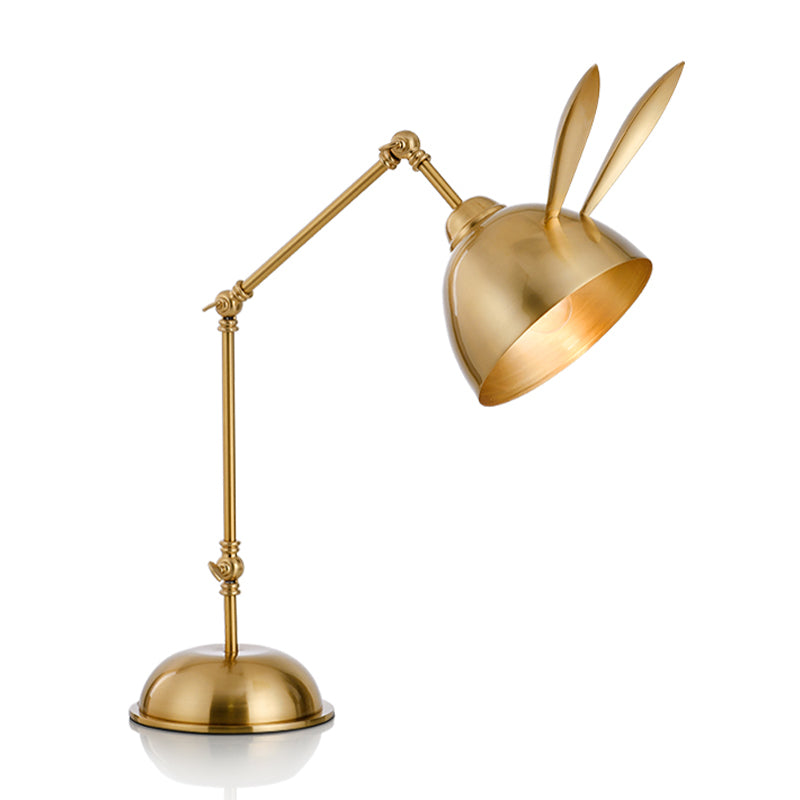 Kids Rabbit Ear Reading Book Light Metal 1 Head Study Room Desk Lamp in Gold with Adjustable Arm Clearhalo 'Lamps' 'Table Lamps' Lighting' 810497
