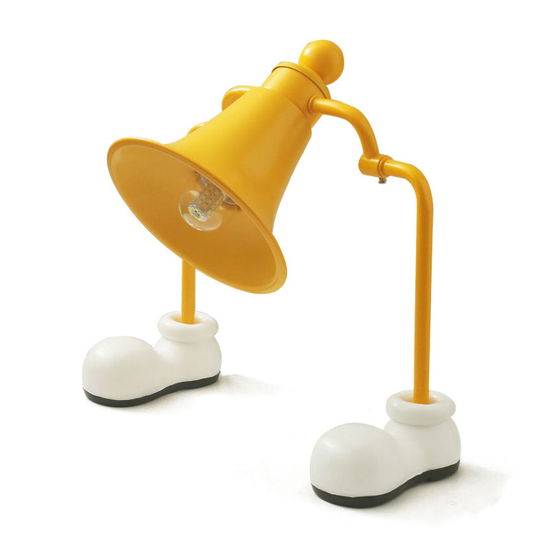 Trumpet Reading Book Light Kids Metal Single Bulb Yellow Study Lamp with Shoes Base Clearhalo 'Lamps' 'Table Lamps' Lighting' 810505