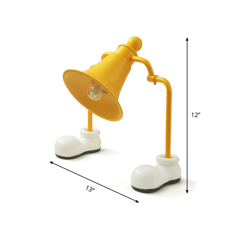 Trumpet Reading Book Light Kids Metal Single Bulb Yellow Study Lamp with Shoes Base Clearhalo 'Lamps' 'Table Lamps' Lighting' 810506