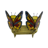 2 Lights Butterfly Sconce Light Stained Glass Rustic Lodge Vanity Lighting in Brass Clearhalo 'Industrial' 'Middle century wall lights' 'Tiffany wall lights' 'Tiffany' 'Wall Lamps & Sconces' 'Wall Lights' Lighting' 8105