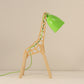 Cartoon Bell Night Light Metal 1-Light Bedroom Table Lamp in Blue/Red/Green with Standing Giraffe Wood Base Green Clearhalo 'Lamps' 'Table Lamps' Lighting' 810633
