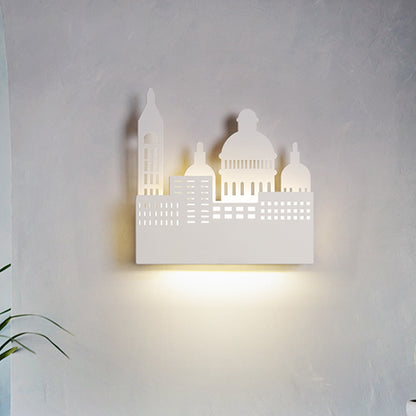 Kids 1 Head Wall Lighting with Metal Shade White Castle Sconce Light in Warm/White Light White Clearhalo 'Wall Lamps & Sconces' 'Wall Lights' Lighting' 810719