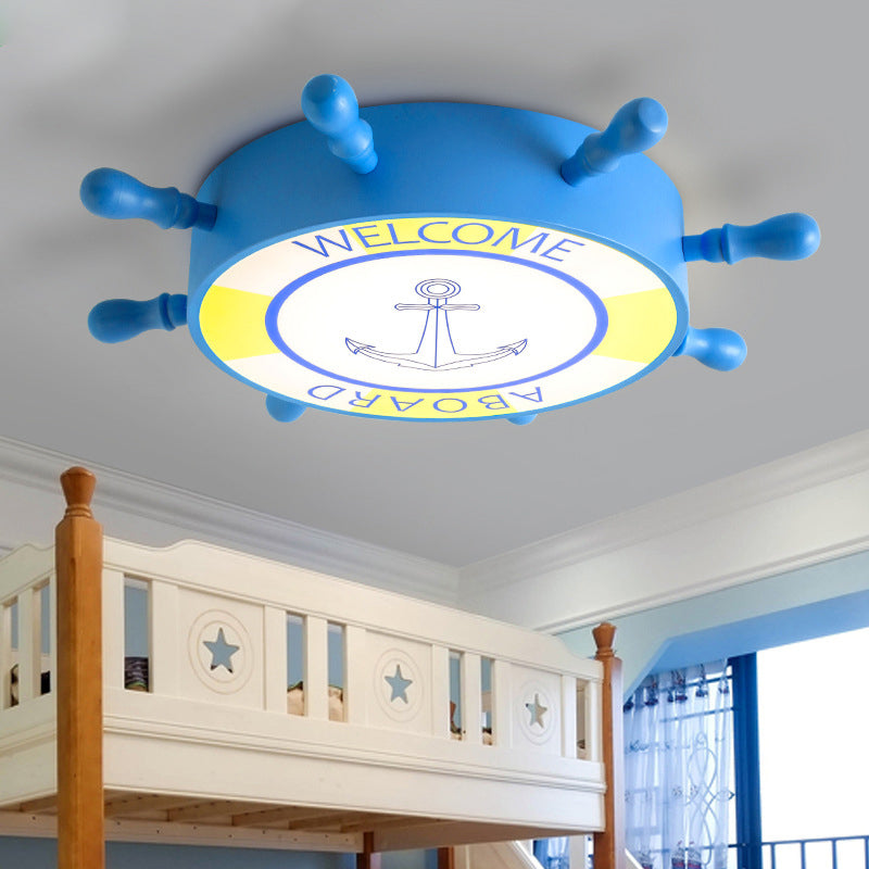 Rudder Bedroom Flush Ceiling Light Acrylic Led Creative Lighting Fixture in Blue/Yellow Blue Clearhalo 'Ceiling Lights' 'Close To Ceiling Lights' 'Close to ceiling' 'Flush mount' Lighting' 810960
