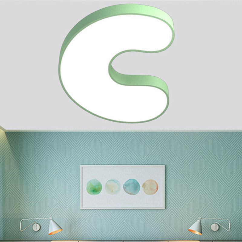 Led Kids Bedroom Close to Ceiling Light Cartoon White Flush Light with A/B/D-Letter Acrylic Shade Clearhalo 'Ceiling Lights' 'Close To Ceiling Lights' 'Close to ceiling' 'Flush mount' Lighting' 811462