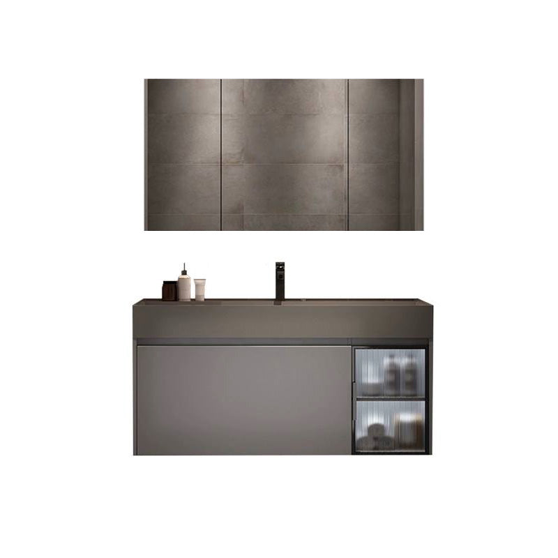 Modern Bathroom Vanity Cabinet Wall-Mounted One Drawer and Shelving Vanity & Faucet & Mirror Cabinet 47.2"L x 19.7"W x 21.7"H Smart Control Not Included Clearhalo 'Bathroom Remodel & Bathroom Fixtures' 'Bathroom Vanities' 'bathroom_vanities' 'Home Improvement' 'home_improvement' 'home_improvement_bathroom_vanities' 8117867