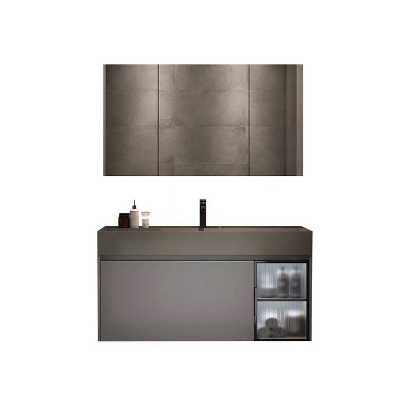 Modern Bathroom Vanity Cabinet Wall-Mounted One Drawer and Shelving Vanity & Faucet & Mirror Cabinet 39.5"L x 20"W x 22"H Smart Control Not Included Clearhalo 'Bathroom Remodel & Bathroom Fixtures' 'Bathroom Vanities' 'bathroom_vanities' 'Home Improvement' 'home_improvement' 'home_improvement_bathroom_vanities' 8117870