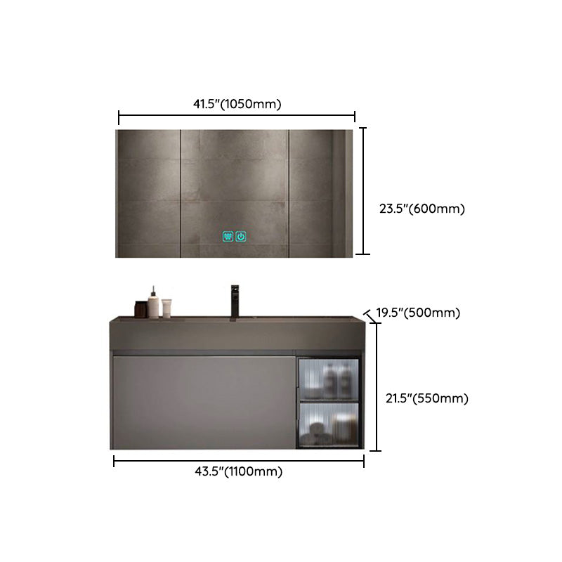 Modern Bathroom Vanity Cabinet Wall-Mounted One Drawer and Shelving Clearhalo 'Bathroom Remodel & Bathroom Fixtures' 'Bathroom Vanities' 'bathroom_vanities' 'Home Improvement' 'home_improvement' 'home_improvement_bathroom_vanities' 8117898