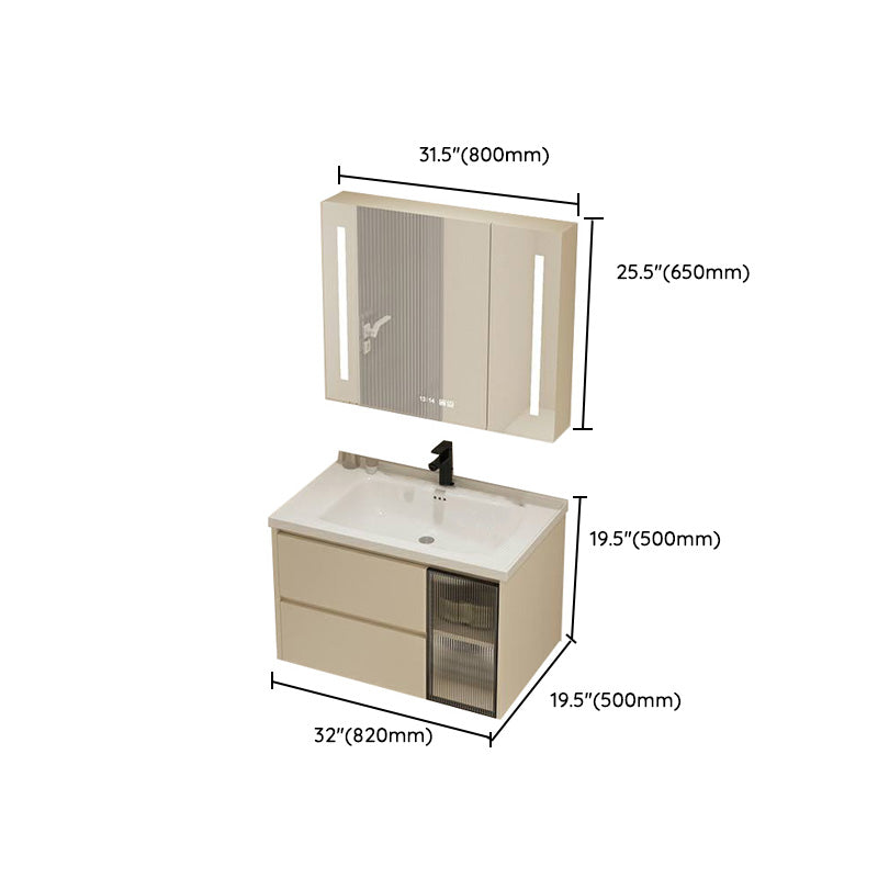 Modern Bathroom Sink Vanity Ceramic Top Wall Mount with Soft Close Door Clearhalo 'Bathroom Remodel & Bathroom Fixtures' 'Bathroom Vanities' 'bathroom_vanities' 'Home Improvement' 'home_improvement' 'home_improvement_bathroom_vanities' 8117980