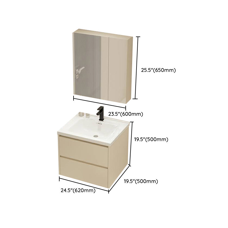 Modern Bathroom Sink Vanity Ceramic Top Wall Mount with Soft Close Door Clearhalo 'Bathroom Remodel & Bathroom Fixtures' 'Bathroom Vanities' 'bathroom_vanities' 'Home Improvement' 'home_improvement' 'home_improvement_bathroom_vanities' 8117985