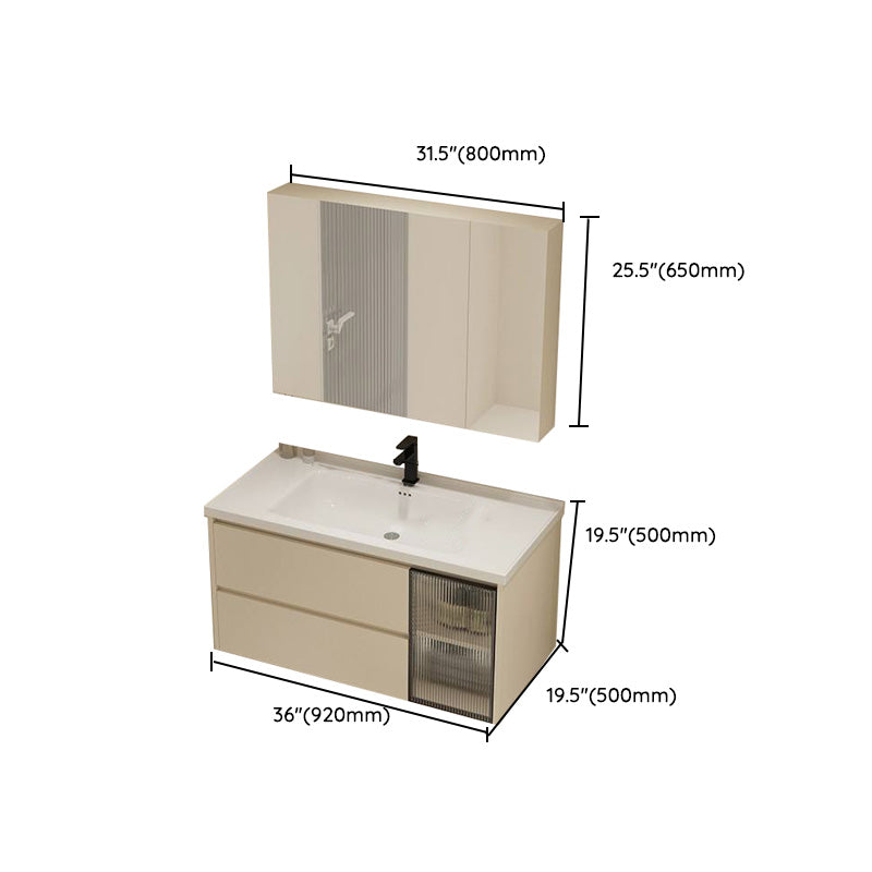 Modern Bathroom Sink Vanity Ceramic Top Wall Mount with Soft Close Door Clearhalo 'Bathroom Remodel & Bathroom Fixtures' 'Bathroom Vanities' 'bathroom_vanities' 'Home Improvement' 'home_improvement' 'home_improvement_bathroom_vanities' 8117988