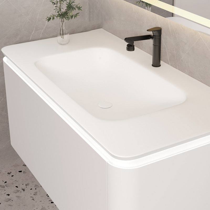 Wall Mounted Bathroom Vanity Mirror Drawer Single Sink Wood Rectangular in White Clearhalo 'Bathroom Remodel & Bathroom Fixtures' 'Bathroom Vanities' 'bathroom_vanities' 'Home Improvement' 'home_improvement' 'home_improvement_bathroom_vanities' 8118011