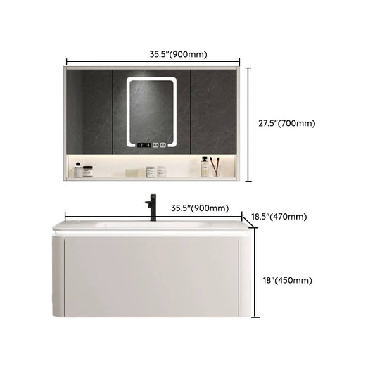 Wall Mounted Bathroom Vanity Mirror Drawer Single Sink Wood Rectangular in White Clearhalo 'Bathroom Remodel & Bathroom Fixtures' 'Bathroom Vanities' 'bathroom_vanities' 'Home Improvement' 'home_improvement' 'home_improvement_bathroom_vanities' 8118029