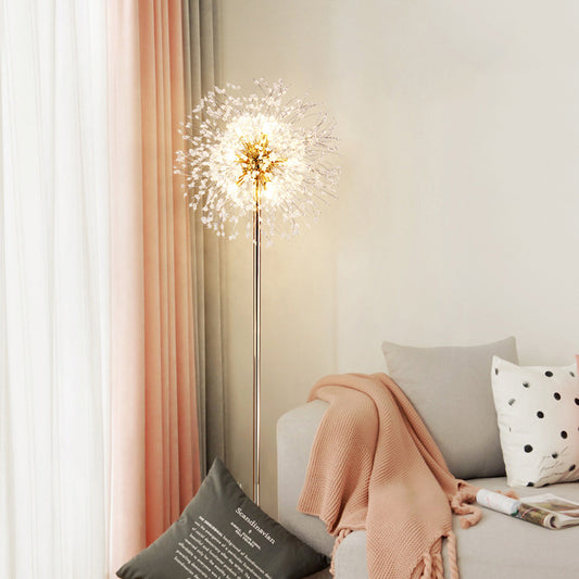 Modern Style Urchin Floor Lamp 8-Light Faceted Crystal Bead Stand Up Light in Gold Clearhalo 'Floor Lamps' 'Lamps' Lighting' 812106