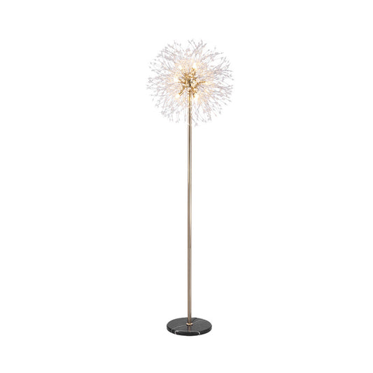 Modern Style Urchin Floor Lamp 8-Light Faceted Crystal Bead Stand Up Light in Gold Clearhalo 'Floor Lamps' 'Lamps' Lighting' 812107