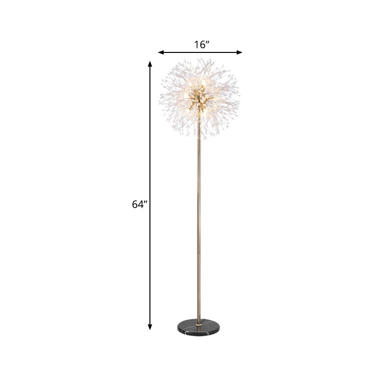 Modern Style Urchin Floor Lamp 8-Light Faceted Crystal Bead Stand Up Light in Gold Clearhalo 'Floor Lamps' 'Lamps' Lighting' 812108